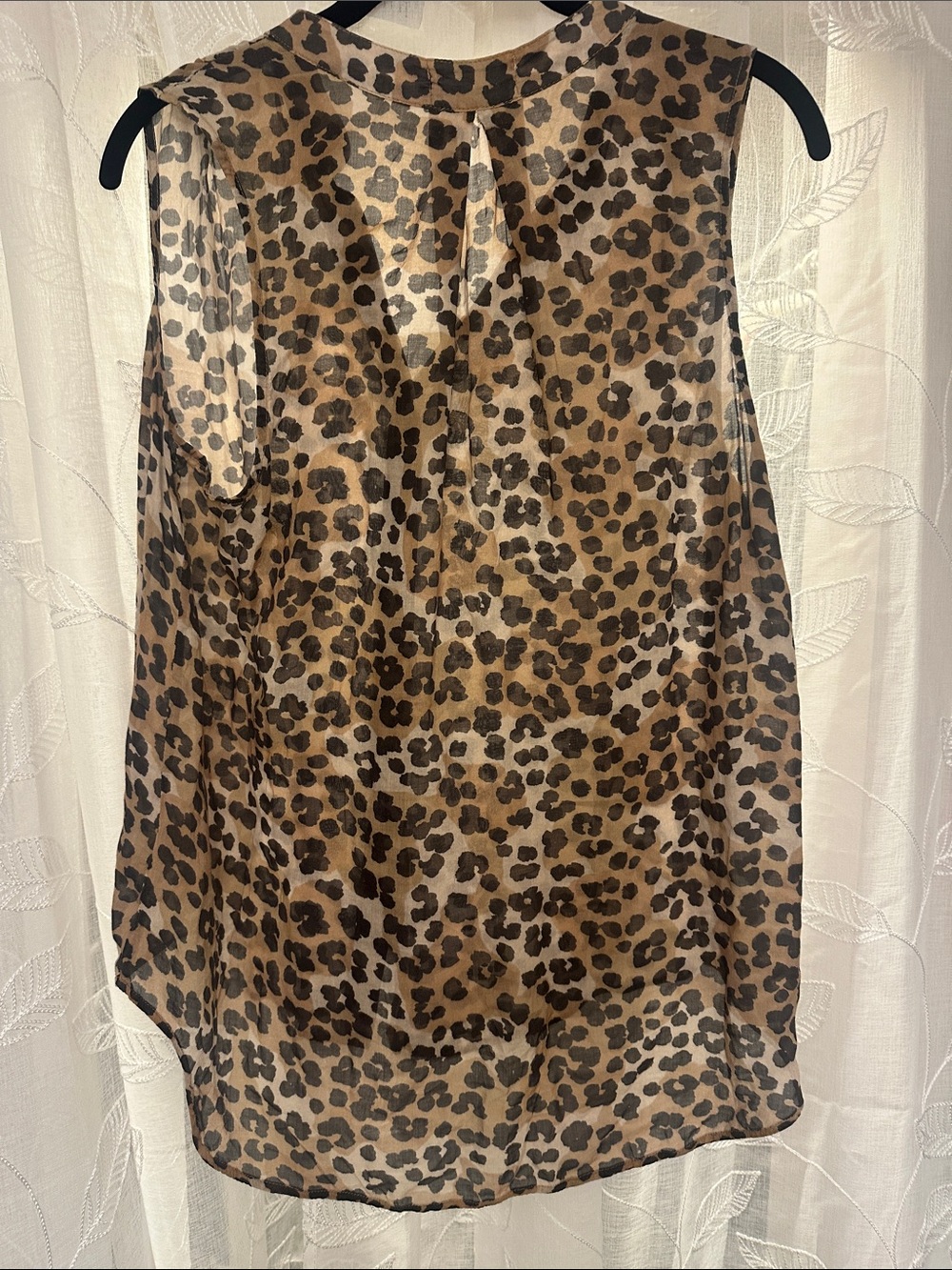 Bella Dahl Brown and Black Leopard Print Sleeveless Button-Front Top - Picture 5 of 8